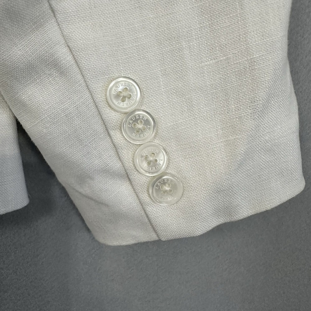 Lauren Ralph Lauren White Linen Blazer Career Minimalist Women's Size 14 - READ - Picture 11 of 16
